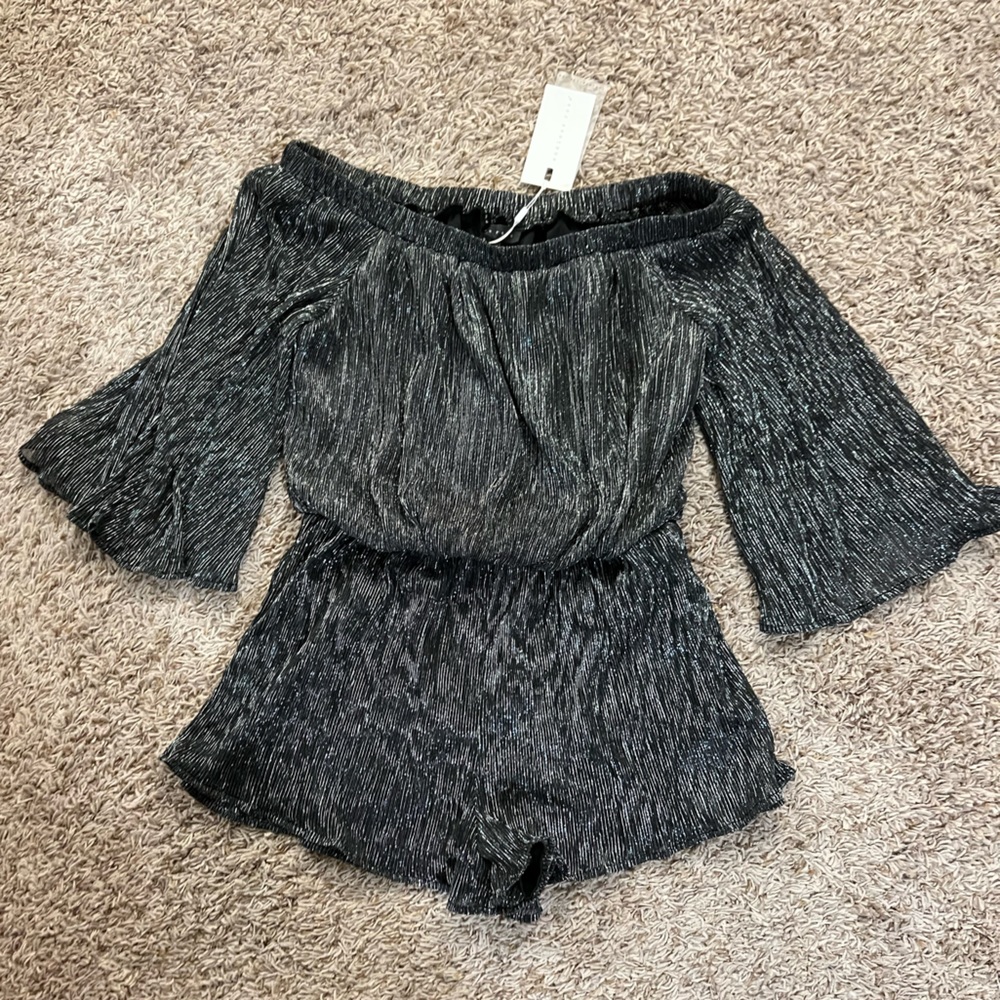 NWT shimmer off the shoulder romper